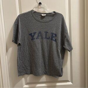 Tailgate Vintage Vault Heather Gray Yale T Shirt Cropped Size Large Cotton Blend